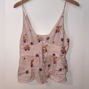 FP Floral Embroidered Pink Women's Top